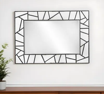 Hivvago 28" Black Metal And Glass Mosaic Framed Accent Mirror
