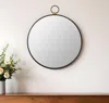Hivvago 28" Black Round Iron Framed Accent Mirror In Black