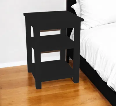 Hivvago 28" Black Solid Wood Nightstand