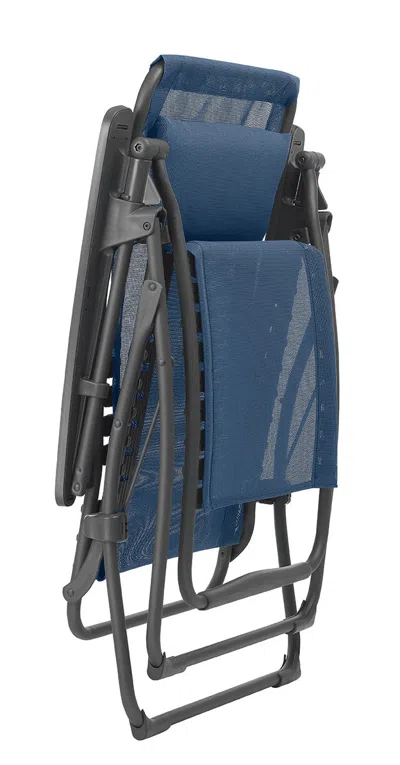 Hivvago 28" Blue Metal Outdoor Zero Gravity Chair With Blue Cushion