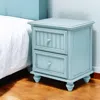 Hivvago 28" Blue Solid Wood Distressed Two Drawer Nightstand With Usb Port In Blue