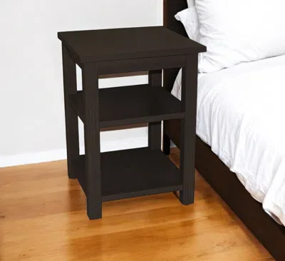 Hivvago 28" Brown Solid Wood Nightstand In Black