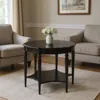 Hivvago 28" Brown Wood Round Coffee Table With Shelf In Black
