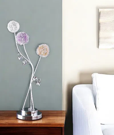 Hivvago 28" Clear Three Light Bedside Led Table Lamp In Silver