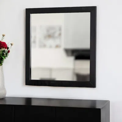 Hivvago 28" Dark Brown Solid Wood Framed Accent Mirror In Black
