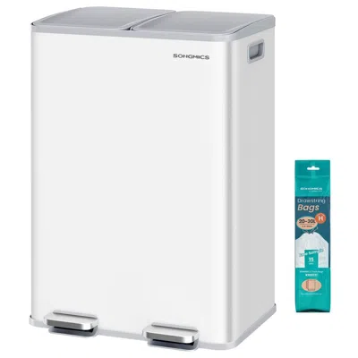 Hivvago 2×8 Gallon (2×30l) Dual Trash Can, Soft-close, Pedal, Removable Buckets, White