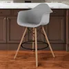 Hivvago 28" Gray And Brown Heavy Duty Plastic And Solid Wood Low Back Counter Height Bar Chair In Gray