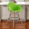 Hivvago 28" Green And Brown Heavy Duty Plastic And Solid Wood Low Back Counter Height Bar Chair In Green