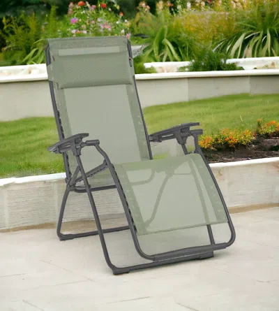 Hivvago 28" Green Steel Outdoor Zero Gravity Chair With Green Cushion In Gray