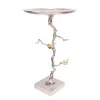 Hivvago 28 Inch Accent Table, Artful Branch Like Frame, Gold Bird Accents, Silver