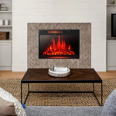 Hivvago 28 Inch Electric Freestanding And Recessed Fireplace With Remote In Brown