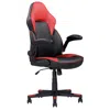 Hivvago 28 Inch Office Gaming Chair, 360 Degree Swivel, Black, Red Faux Leather