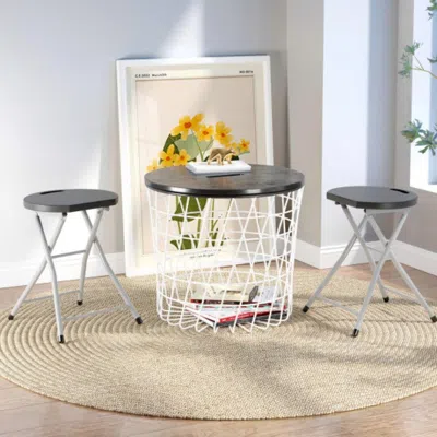 Hivvago 28 Inch Portable Folding Stools With 330lbs Limited Sturdy Frame In White