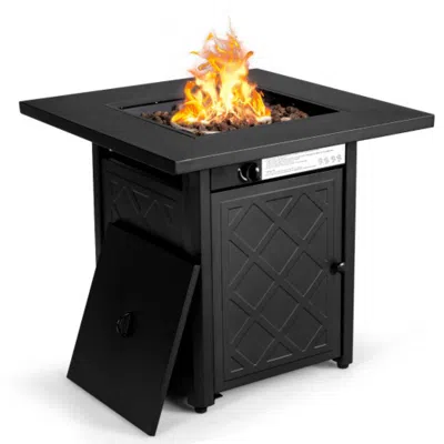 Hivvago 28 Inch Propane 50 000 Btu Patio Square Gas Fireplace With Lava Rock-black
