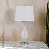 Hivvago 28 Inch Table Lamp Set Of 2, White Shade, Elegant Curved Glass, Metal Base In White
