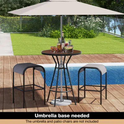 Hivvago 28 Inches Outdoor Bar Table With Wood-like Tabletop For Backyard Garden In Gray