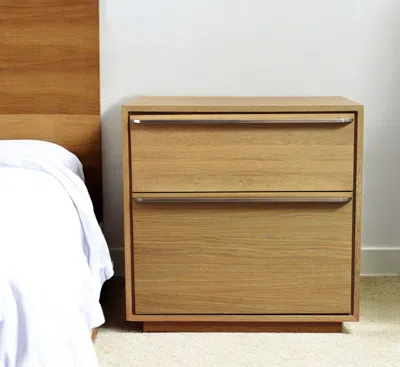 Hivvago 28" Natural Solid And Manufactured Wood Two Drawer Nightstand In Brown