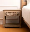Hivvago 28" Natural Solid Wood Carved Geometric One Drawer Nightstand In Brown