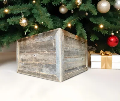 Hivvago 28" Natural Weathered Gray Plank Christmas Tree Collar