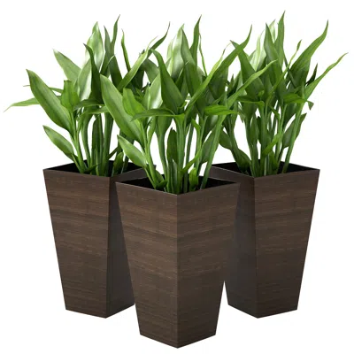 Hivvago 28" Tall Outdoor Planter Set Of 3 With Drainage Holes