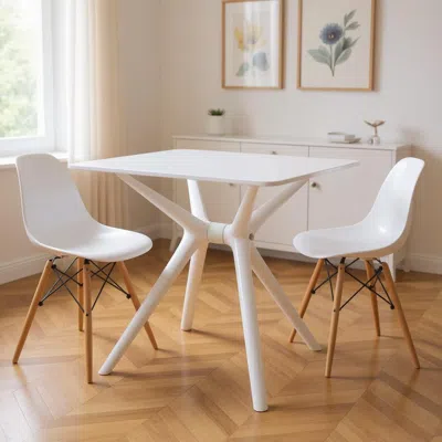 Hivvago 28" White Heavy Duty Plastic Trestle Base Dining Table