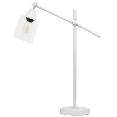 Hivvago 28" White Metal Table Lamp With Clear Cylinder Shade