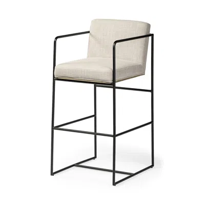 Hivvago 29" Beige And Black Fabric And Metal Counter Height Bar Chair