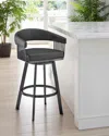 Hivvago 29" Black Fabric And Iron Low Back Bar Height Swivel Bar Chair In Gray
