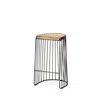 Hivvago 29" Black Solid Wood And Metal Backless Bar Chair In Nude