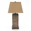 Hivvago 29" Brown Solid Wood Bedside Table Lamp With Brown Shade In Brown