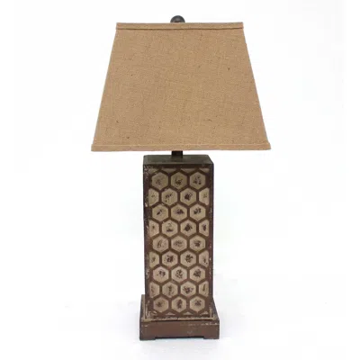 Hivvago 29" Brown Solid Wood Bedside Table Lamp With Brown Shade