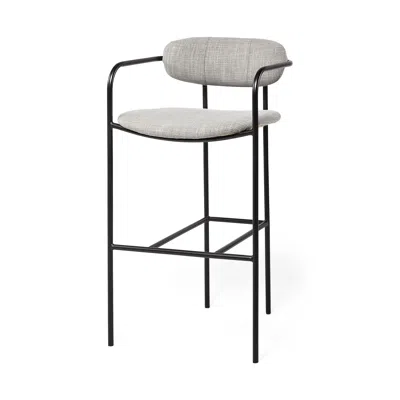 Hivvago 29" Gray And Black Fabric And Steel Bar Chair