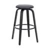 Hivvago 29" Gray And Black Solid Wood Swivel Backless Bar Height Bar Chair In Black