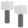Hivvago 29 Inch Accent Table Lamp Set Of 2, Tall Cylinder, Ball Finial Accent, Gray