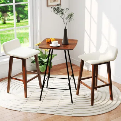 Hivvago 29 Inch Low-back High-top Chairs With Padded Seat And Rubber Wood Legs In Brown