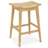 Hivvago 29 Inch Patio Rattan Barstool With Footrest And Saddle Seat