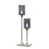 Hivvago 29 Inch Table Lamp With Dual Gray Shade, Glass And Metal, Nickel Finish In Metallic