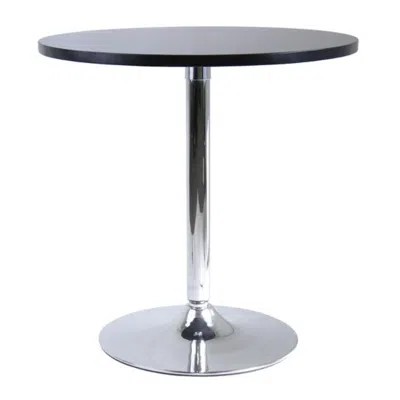 Hivvago 29" Round Dinning Table Black And Chrome In Gray
