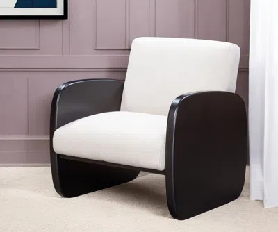 Hivvago 29" White And Black Linen Arm Chair