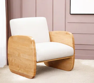 Hivvago 29" White And Natural Linen Arm Chair