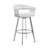 Hivvago 29" White And Silver Iron Swivel Low Back Bar Height Bar Chair In White