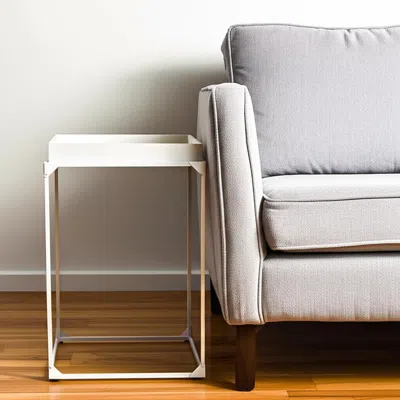 Hivvago 29" White Solid Wood And Iron Square Tray Style End Table