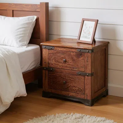 Hivvago 29" Wood Brown Two Drawer Nightstand