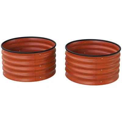 Hivvago 2-pack Metal Raised Garden Beds With Safe Edges In Brown