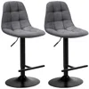 Hivvago 2pcs Adjustable Bar Stools Swivel Counter Height Linen Chairs -gray