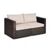 Hivvago 2pcs Patio Rattan Sectional Conversation Sofa Set-blue