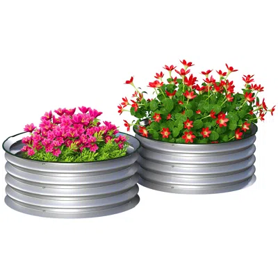 Hivvago 2'x2'x1' Metal Raised Garden Beds, Set Of 2