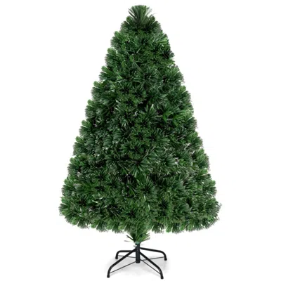 Hivvago Pre-lit Artificial Half National Christmas Tree With 8 Flash Modes-5 Ft In Green