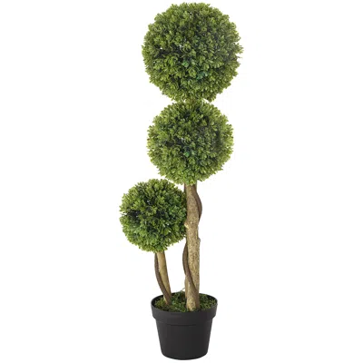Hivvago 3 Ball Faux Boxwood Tree In Pot Home Office Living Room Decor