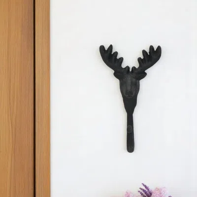 Hivvago 3" Black Cast Iron Deer Stag Wall Hook
